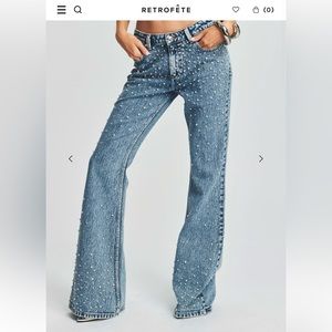 **SOLD OUT ONLINE** Retrofete Moore Mid Rise Flare Rhinestone Jeans, Size 24